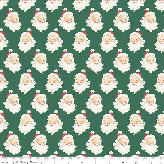 Christmas Stocking with Blank Cross Stitchable Aida Cuff | Quilted and Fully Lined - Merry Little Christmas Santas Green