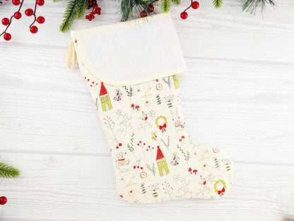 Blank White Mouse Bunny Mix Christmas Stocking with Cross Stitchable Cuff - Curved Style