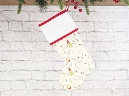 Blank White Mouse Bunny Mix Christmas Stocking with Cross Stitchable Cuff - Straight Style