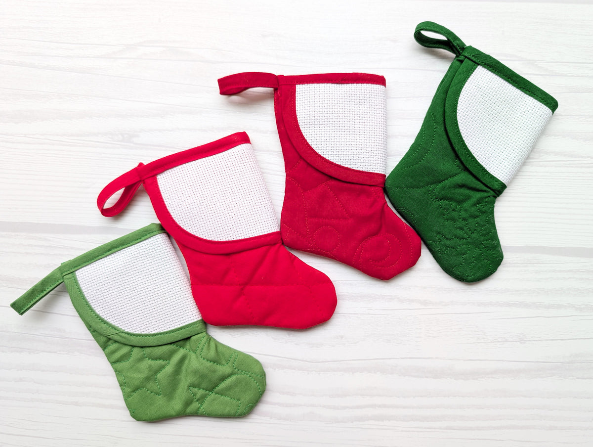 Solid Fabric Mini Stocking - Red or Green