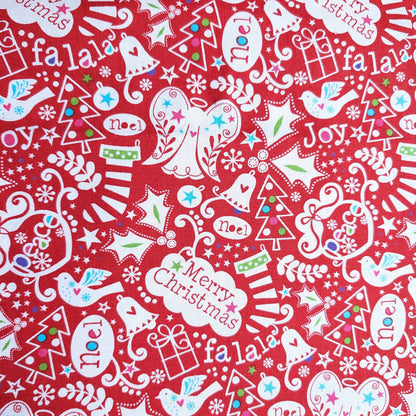 Christmas Stocking with Blank Cross Stitchable Aida Cuff | Quilted and Fully Lined - Scandi Mixed Motifs Red