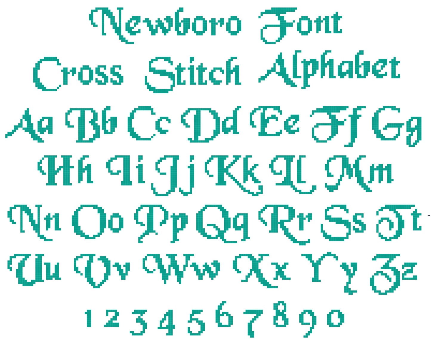 Cross Stitch Alphabet Pattern - Newboro Font | Counted Cross Stitch Letters PDF | Easy Cross Stitch Sampler | Digital Pattern