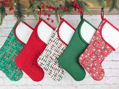 Blank White Nutcracker Soldiers Christmas Stocking with Cross Stitchable Cuff - Curved Style