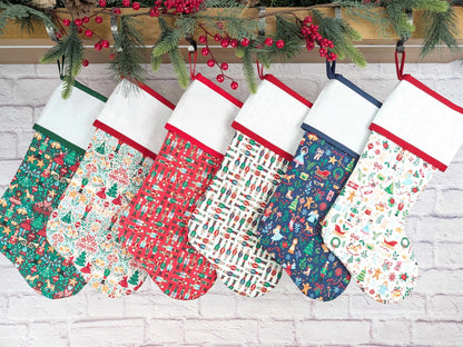Blank Green Nutcracker Scandinavian Christmas Stocking with Cross Stitchable Cuff - Straight Style