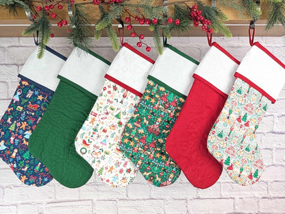 Blank Green Nutcracker Scandinavian Christmas Stocking with Cross Stitchable Cuff - Straight Style