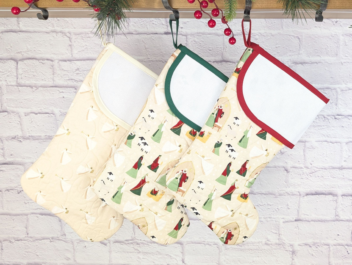Christmas stocking with blank aida cuff