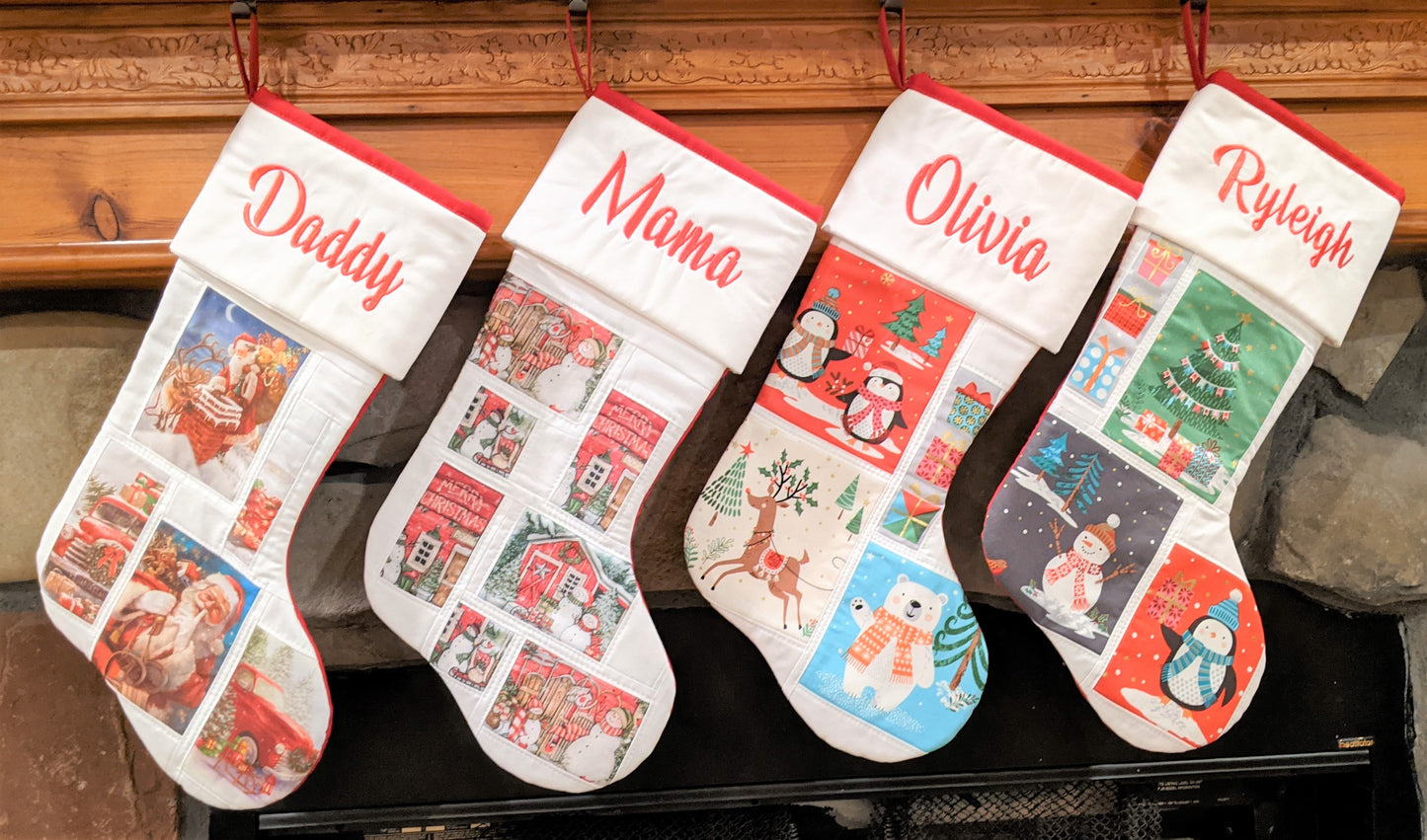 *UPGRADED* CUSTOM Christmas Stocking with Blank Cross-Stitch-able Cuff