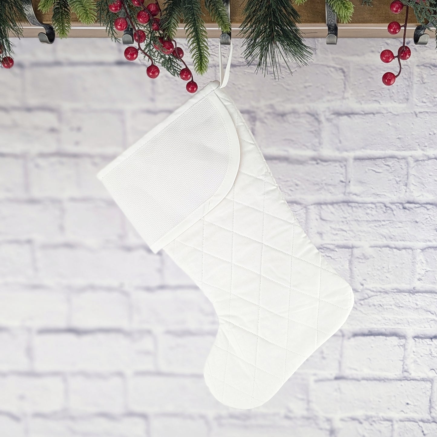 Quilted Christmas Stocking with Cross-Stitch-able Aida Cuff | Quilted and Fully Lined | Choose One - CHARLES STYLE