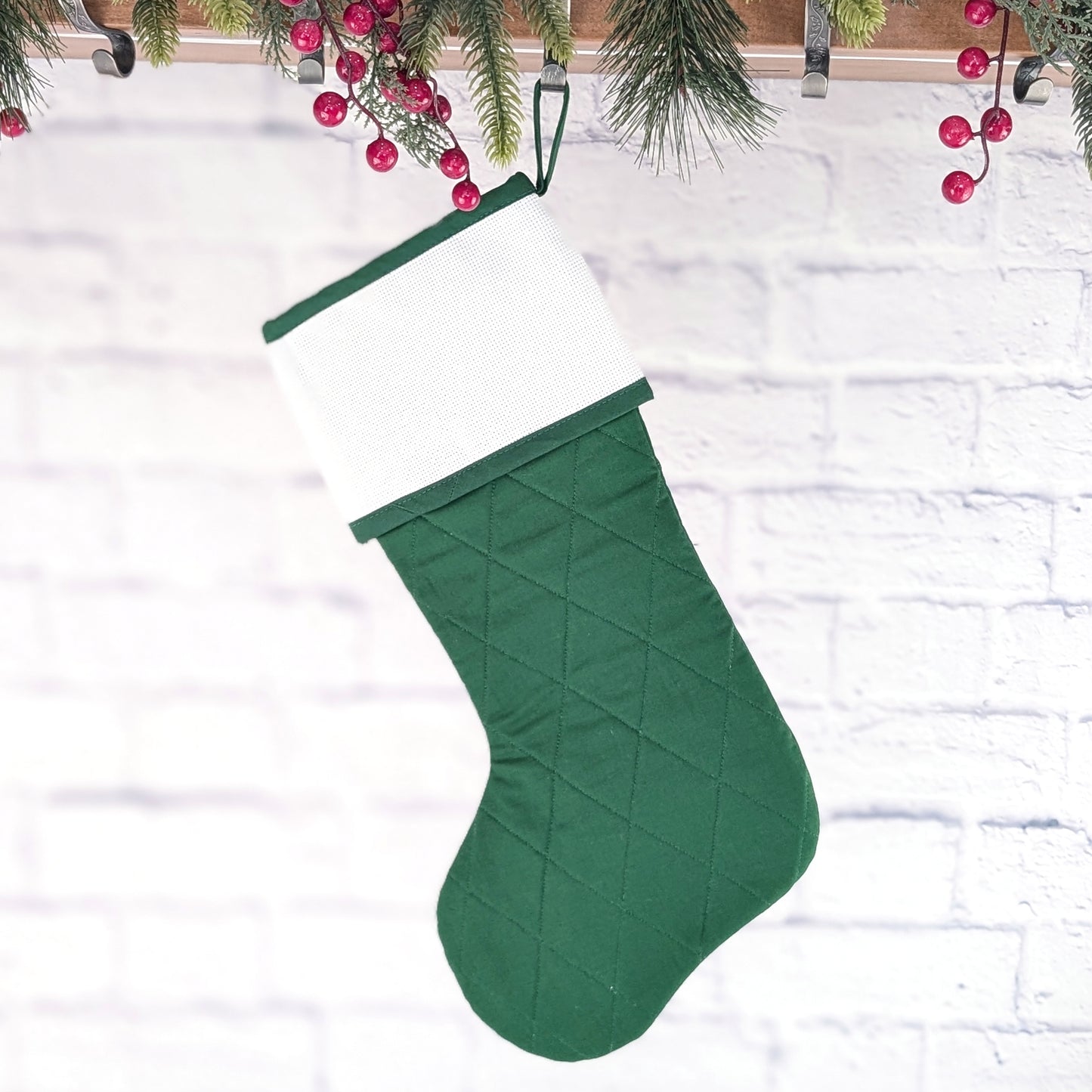 Quilted Christmas Stocking with Cross-Stitch-able Aida Cuff | Quilted and Fully Lined | Choose One - ORIGINAL STYLE