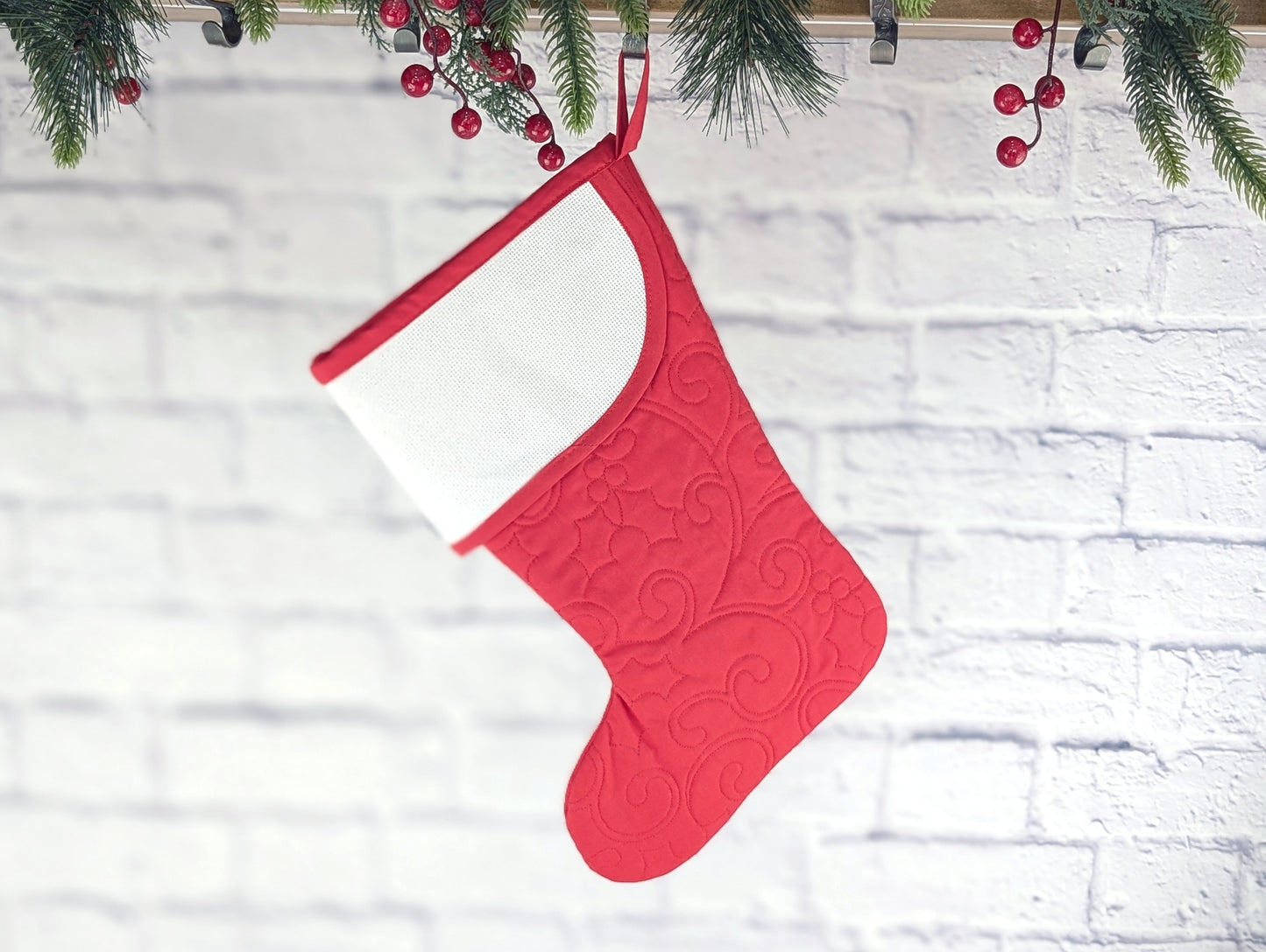 Quilted Christmas Stocking with Cross-Stitch-able Aida Cuff | Quilted and Fully Lined | Choose One - CHARLES STYLE