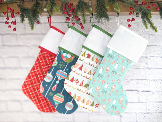 Quilted Christmas Stocking with Cross-Stitch-able Aida Cuff | Quilted and Fully Lined | Choose One - ORIGINAL STYLE