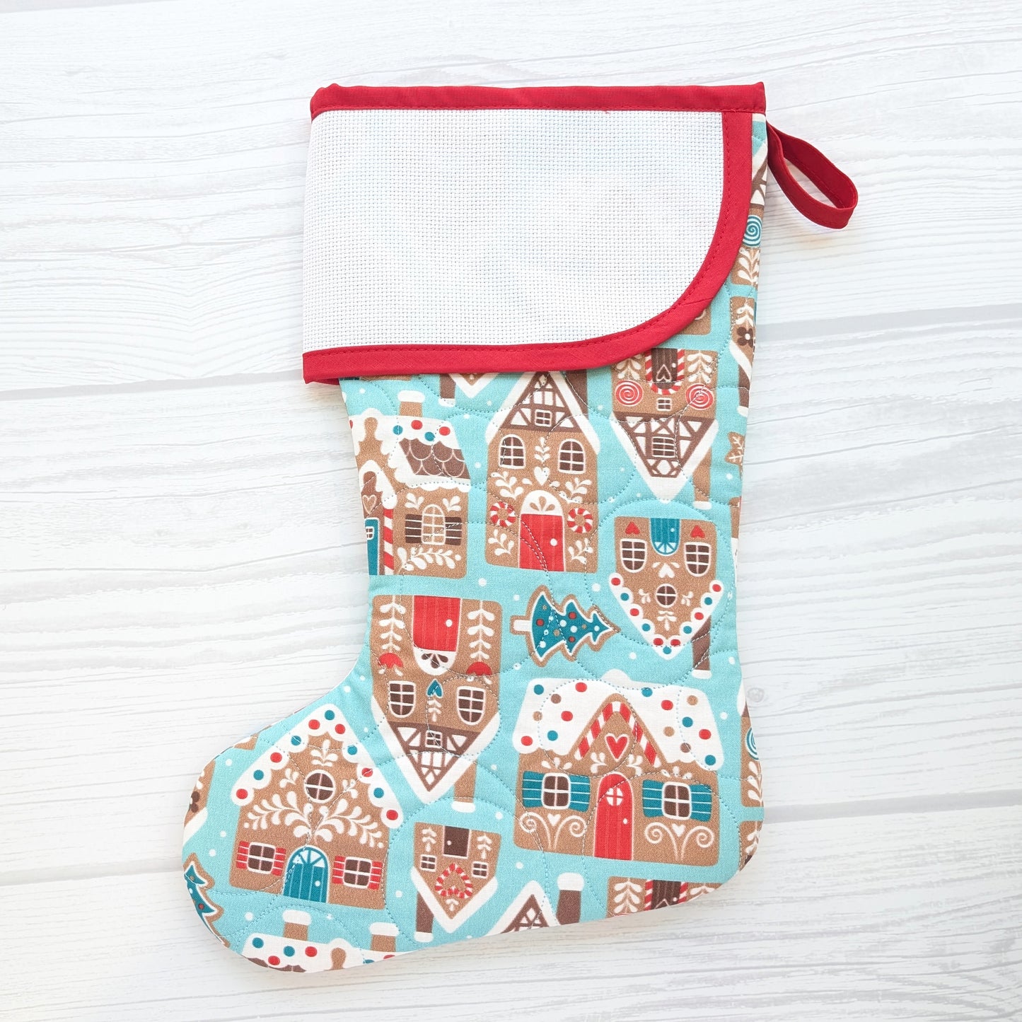 Quilted Christmas Stocking with Cross-Stitch-able Aida Cuff | Quilted and Fully Lined | Choose One - CHARLES STYLE