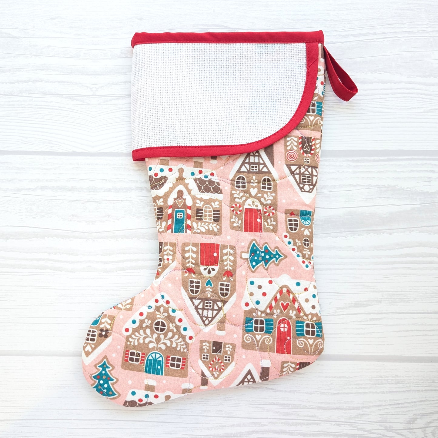 Quilted Christmas Stocking with Cross-Stitch-able Aida Cuff | Quilted and Fully Lined | Choose One - CHARLES STYLE