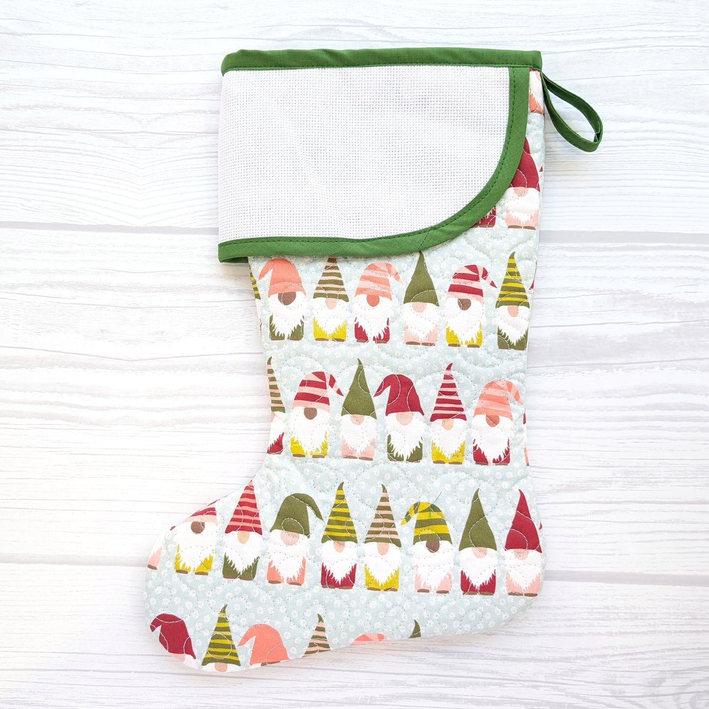 Quilted Christmas Stocking with Cross-Stitch-able Aida Cuff | Quilted and Fully Lined | Choose One - CHARLES STYLE