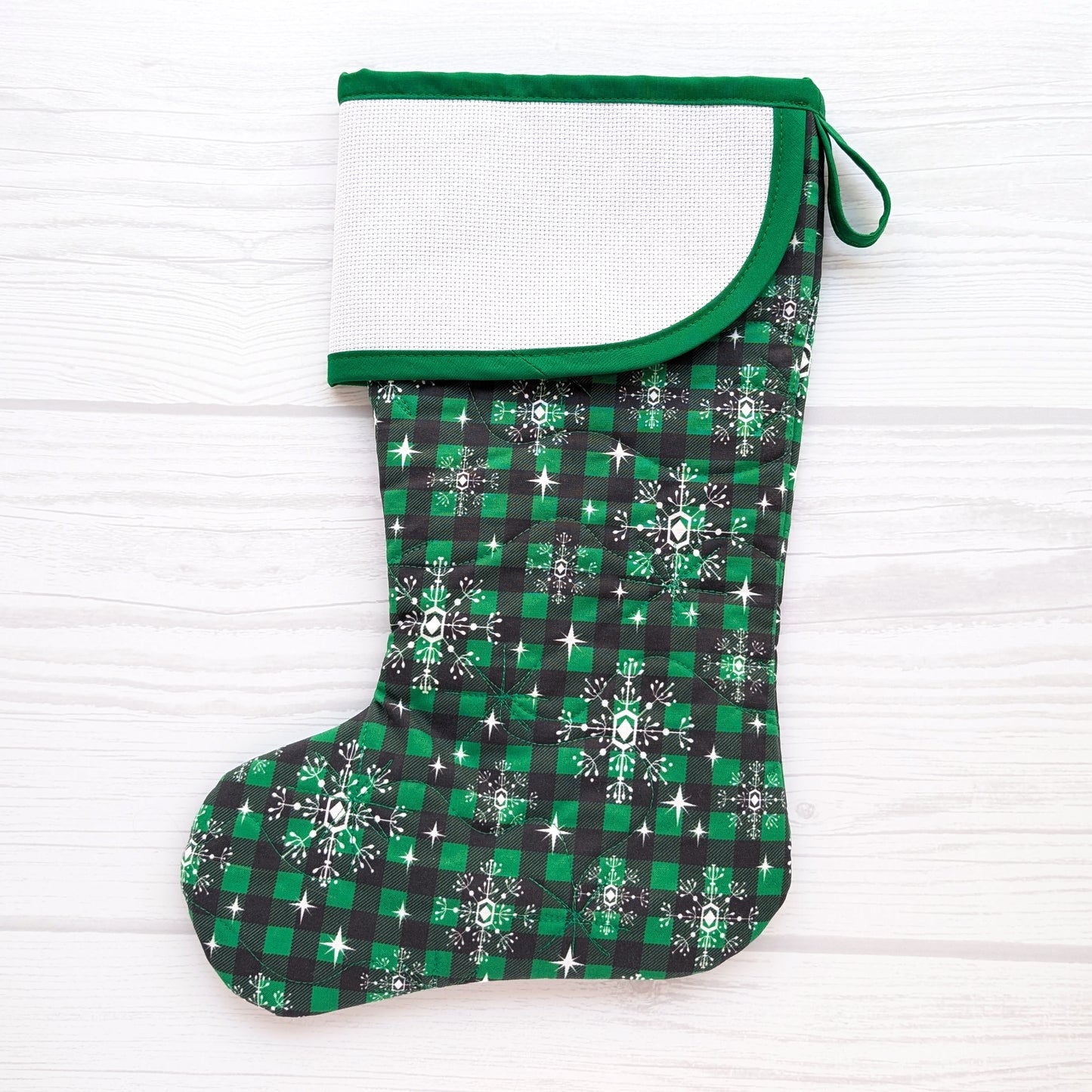 Quilted Christmas Stocking with Cross-Stitch-able Aida Cuff | Quilted and Fully Lined | Choose One - CHARLES STYLE