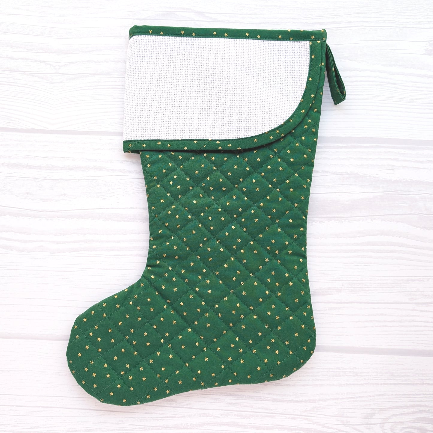 Quilted Christmas Stocking with Cross-Stitch-able Aida Cuff | Quilted and Fully Lined | Choose One - CHARLES STYLE