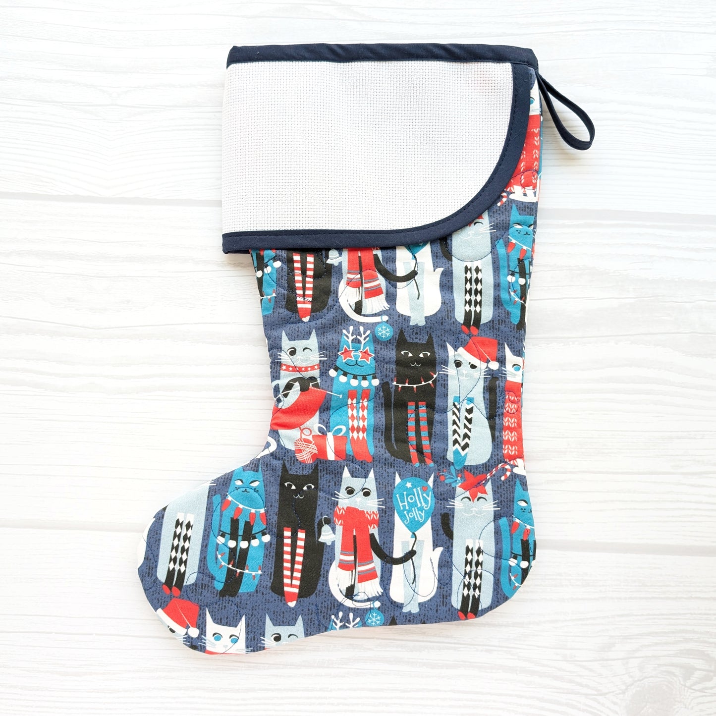 Quilted Christmas Stocking with Cross-Stitch-able Aida Cuff | Quilted and Fully Lined | Choose One - CHARLES STYLE