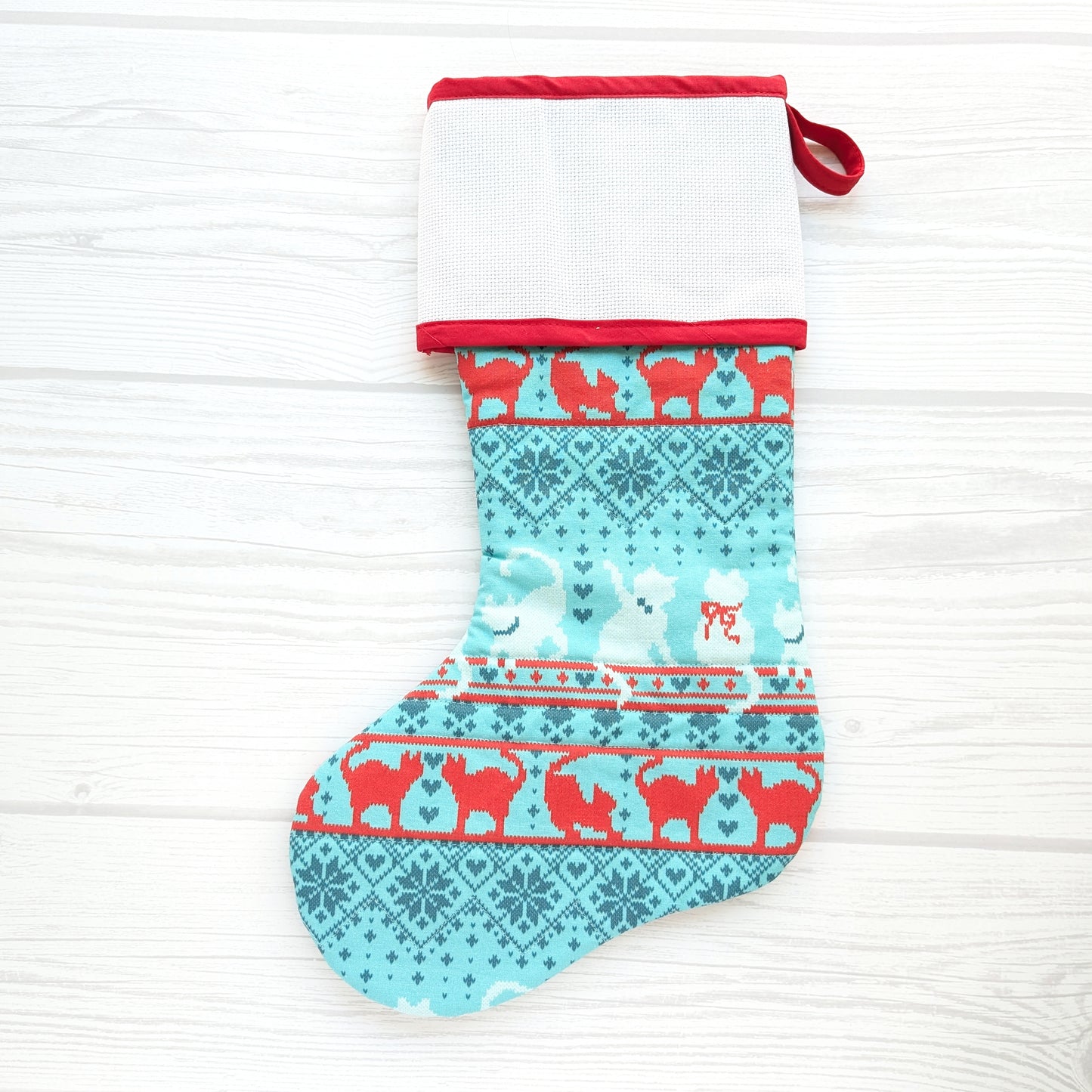 Quilted Christmas Stocking with Cross-Stitch-able Aida Cuff | Quilted and Fully Lined | Choose One - ORIGINAL STYLE