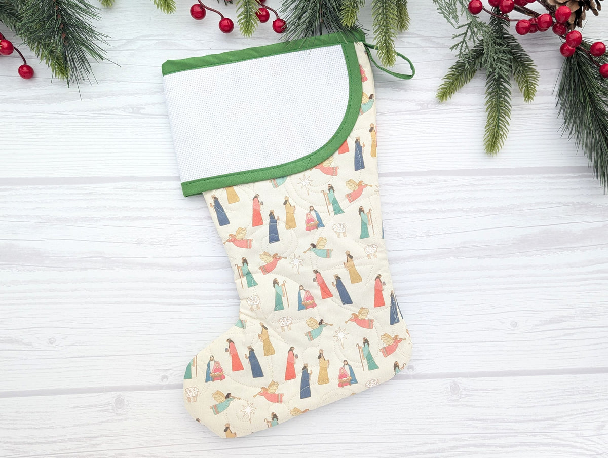Blank Pastel Holiday Stocking - Cream Nativity (Charles Style)