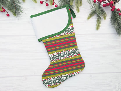 Blank Bright Holiday Stocking - Green Stripe (Charles Style)
