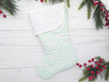 Blank Aqua Mint Christmas Stocking - Reindeer (Charles Style)