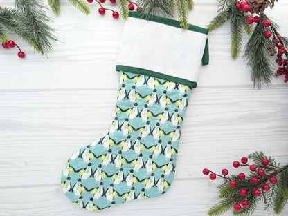 Blank Retro Creatures Christmas Stocking - Mint Penguins (Original Style)