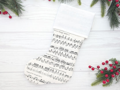 Blank Cross Stitch Pastel Music Christmas Stocking - White (Original Style)