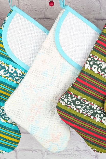Blank Bright Holiday Stocking - White Stitches (Charles Style)