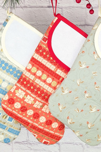 Blank Boho Stripe Christmas Stocking - Red Stripe (Charles Style)