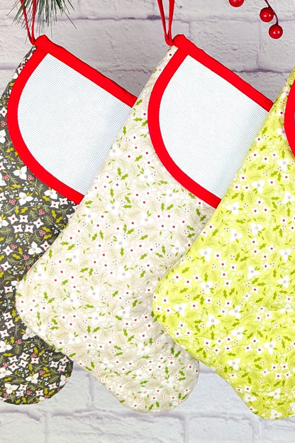 Blank Tiny Florals Christmas Stocking - Beige (Charles Style)