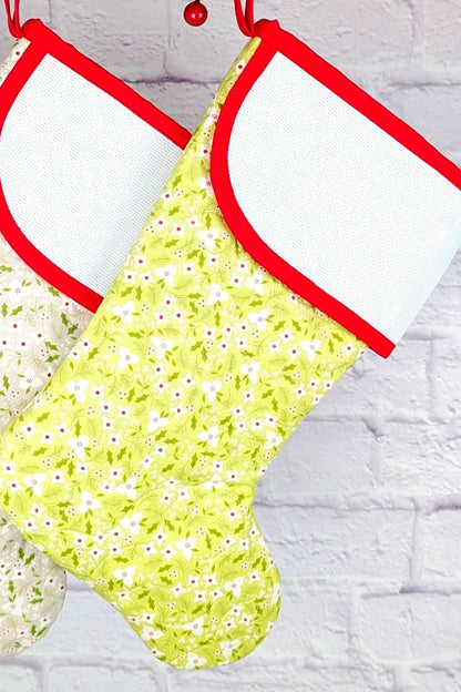 Blank Tiny Florals Christmas Stocking - Lime (Charles Style)