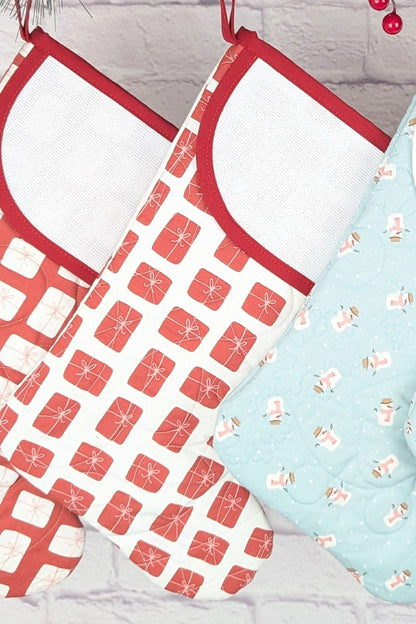 Blank Pastel Christmas Stocking - Red Gifts on White (Charles Style)