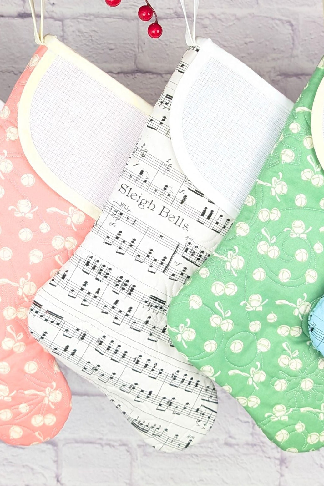 Blank Pastel Music Christmas Stocking - White Music (Charles Style)