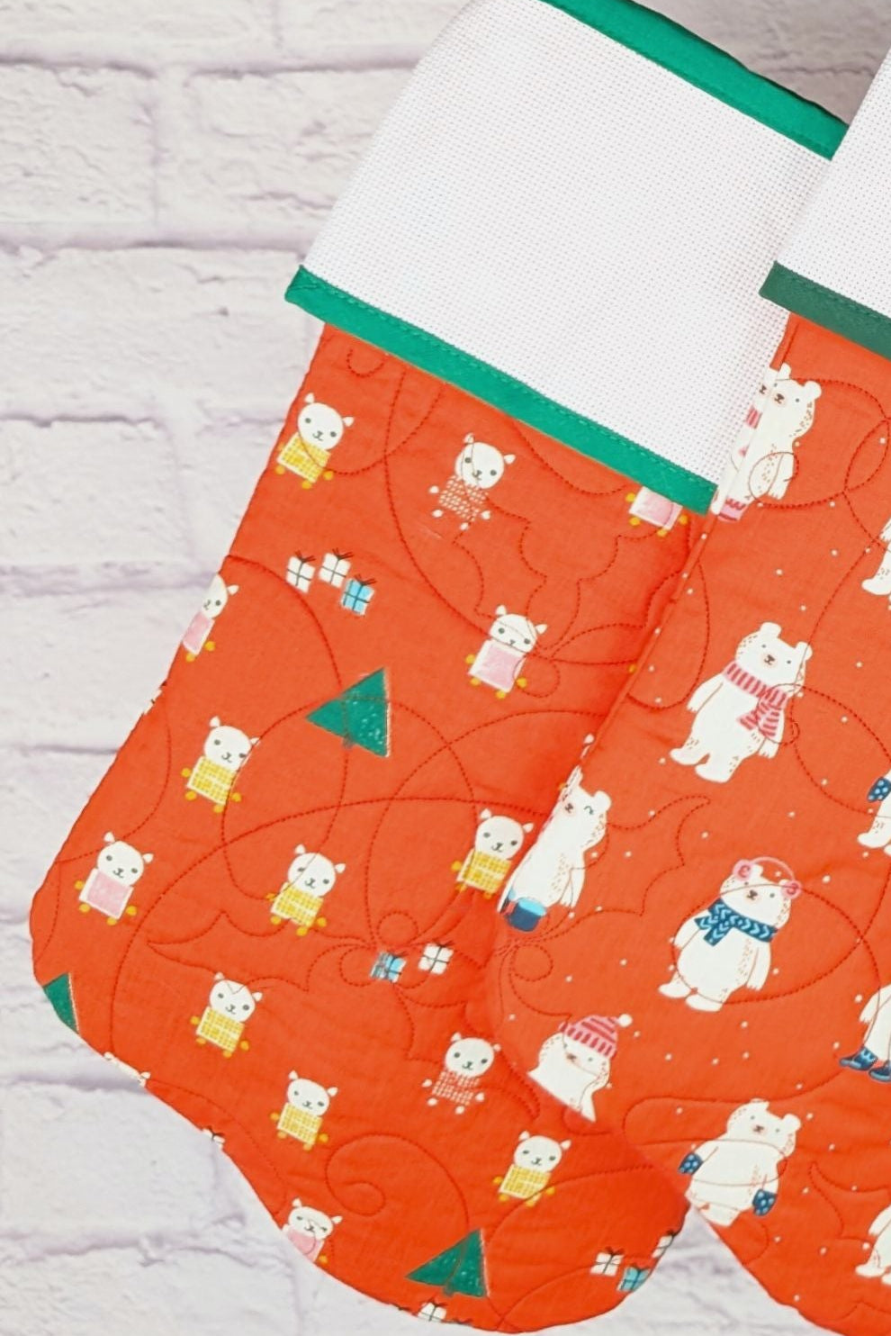 Blank Retro Creatures Christmas Stocking - Red Kitties (Original Style)