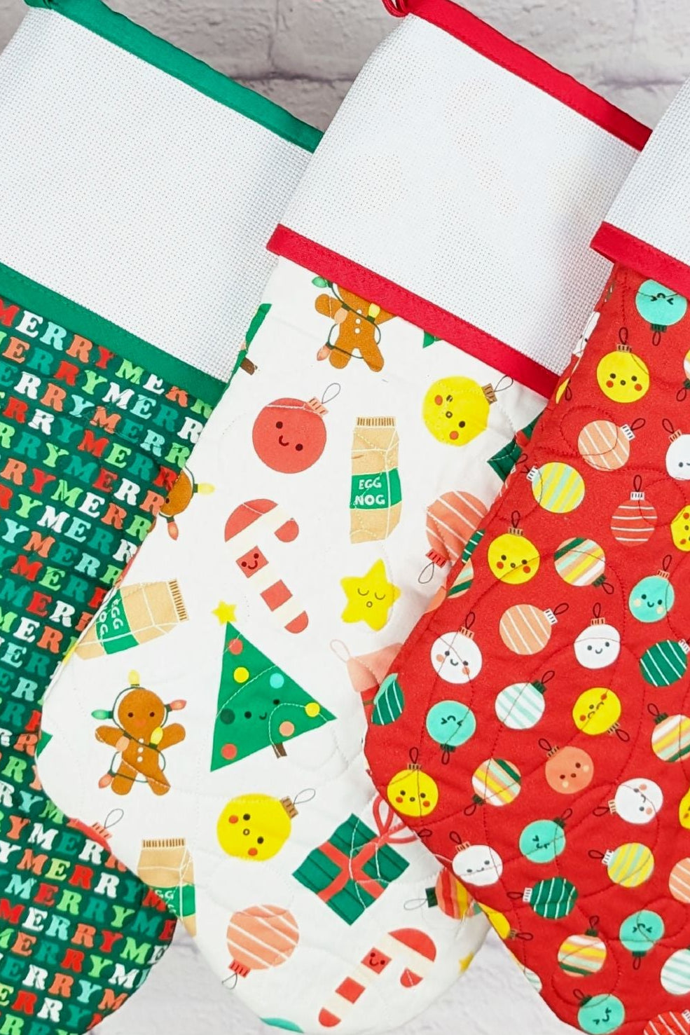 Blank Cross Stitch Kids Christmas Stocking - White Mix (Original Style)