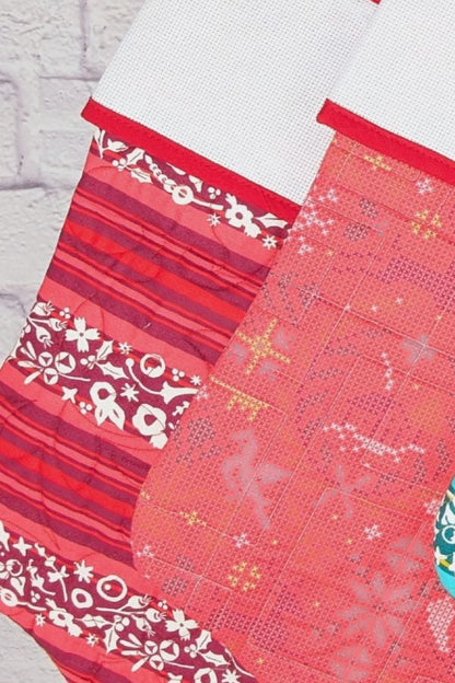 Bright Blank Cross Stitch Christmas Stocking - Red Stripe (Original Style)