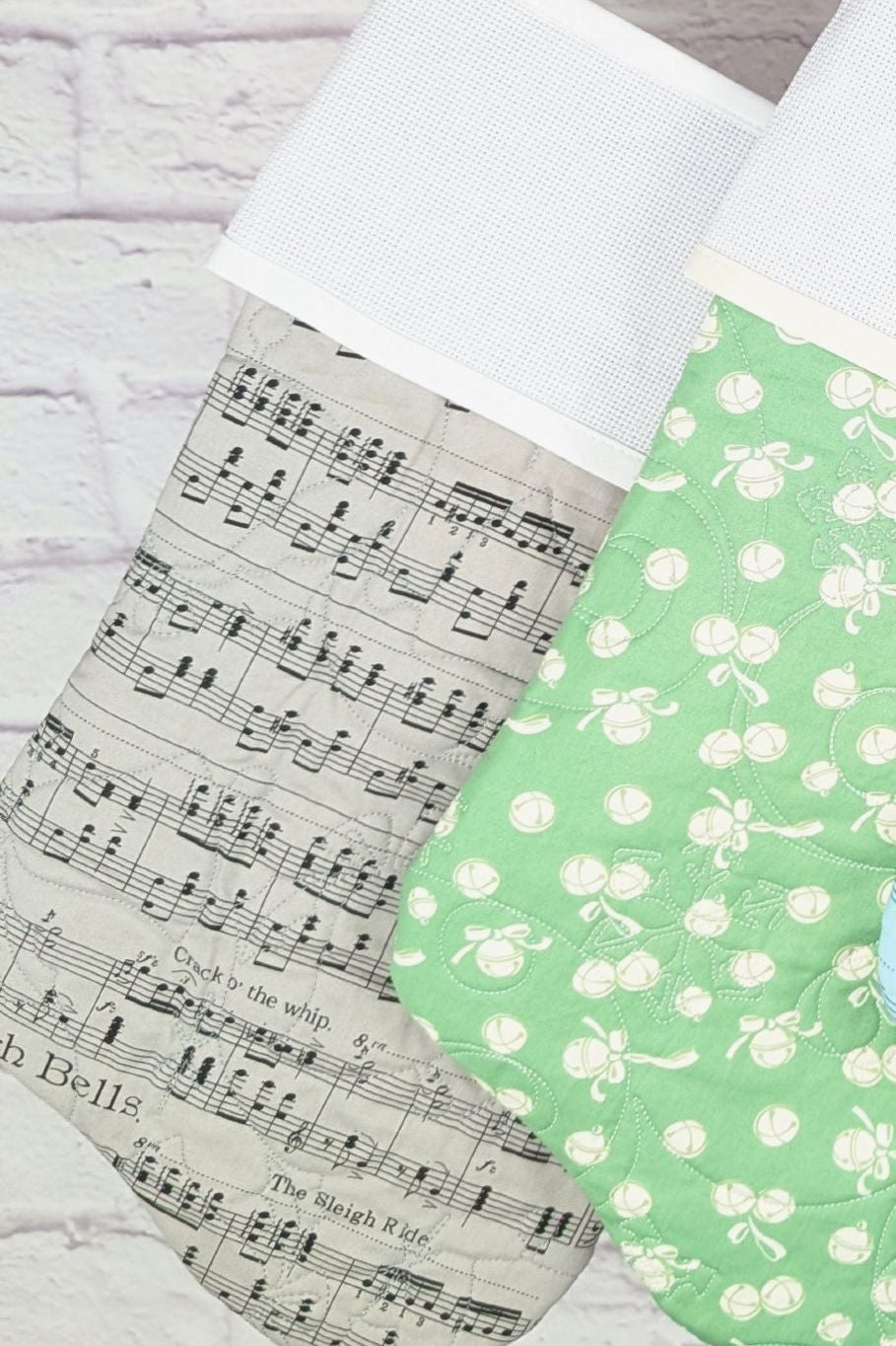 Blank Cross Stitch Pastel Music Christmas Stocking - Gray (Original Style)
