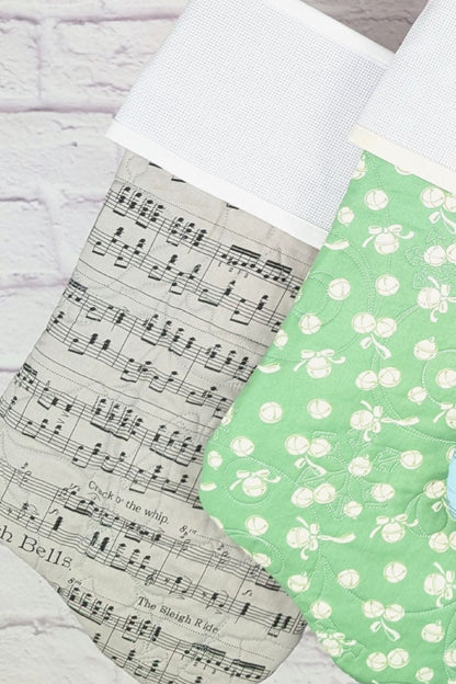 Blank Cross Stitch Pastel Music Christmas Stocking - Gray (Original Style)