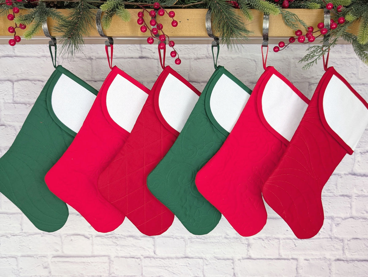 Blank Cross Stitch Christmas Stocking - Solid Red or Green Limited Edition (Charles Style)