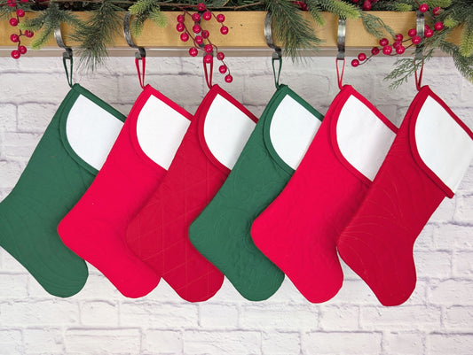 Blank Cross Stitch Christmas Stocking - Solid Red or Green Limited Edition (Charles Style)