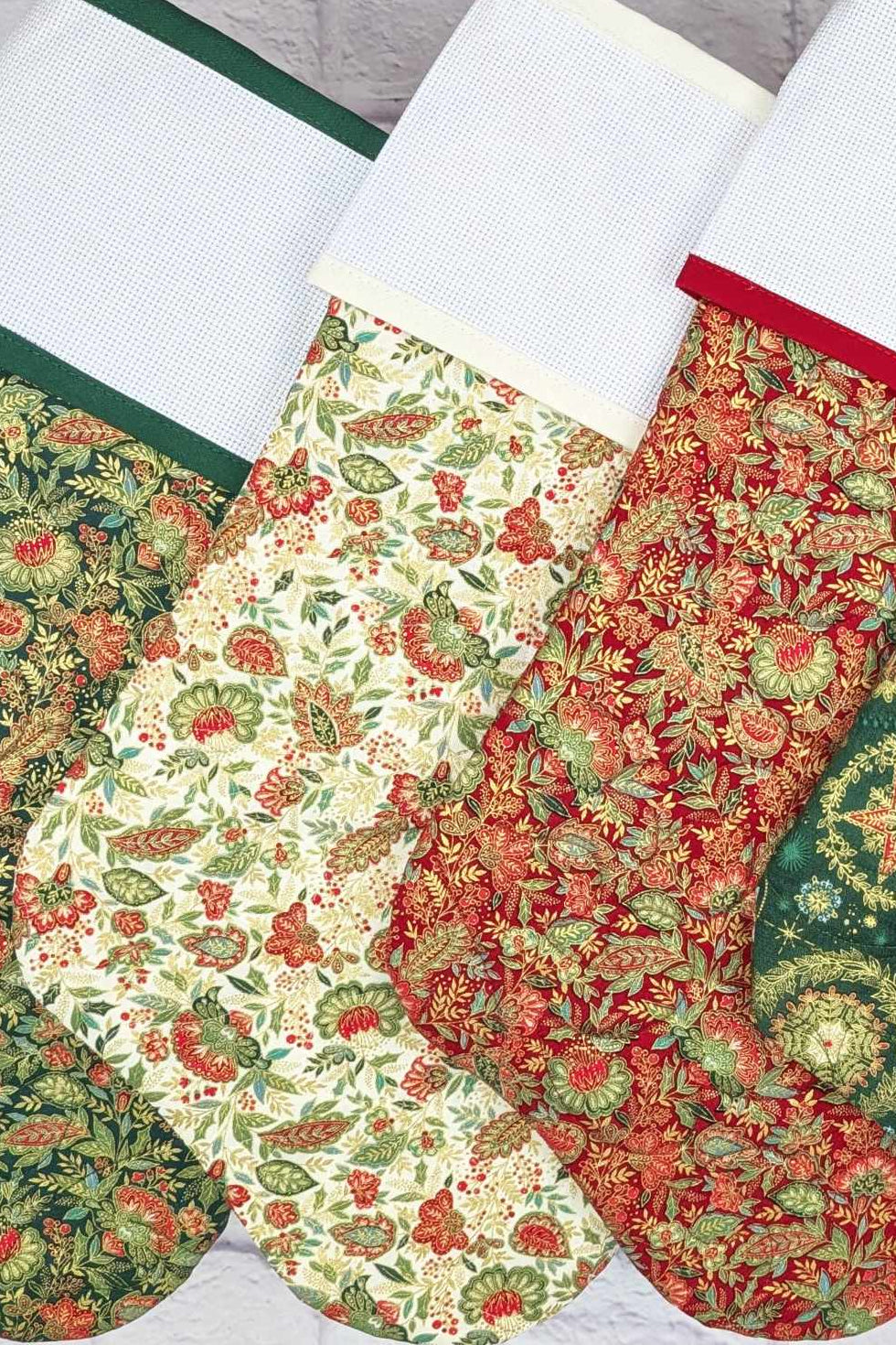 Blank Cross Stitch Elegant Christmas Stocking - Cream Foliage (Original Style)