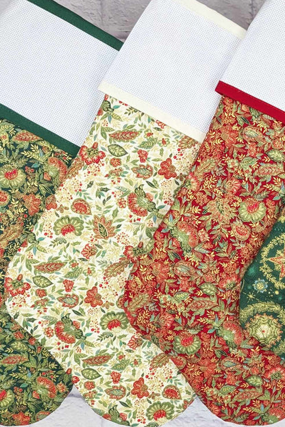 Blank Cross Stitch Elegant Christmas Stocking - Cream Foliage (Original Style)