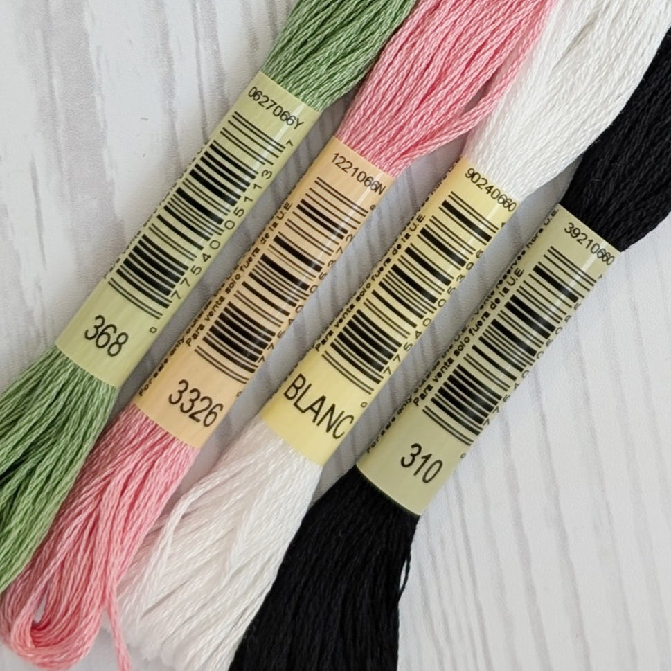 dmc embroidery floss bundle green pink black white