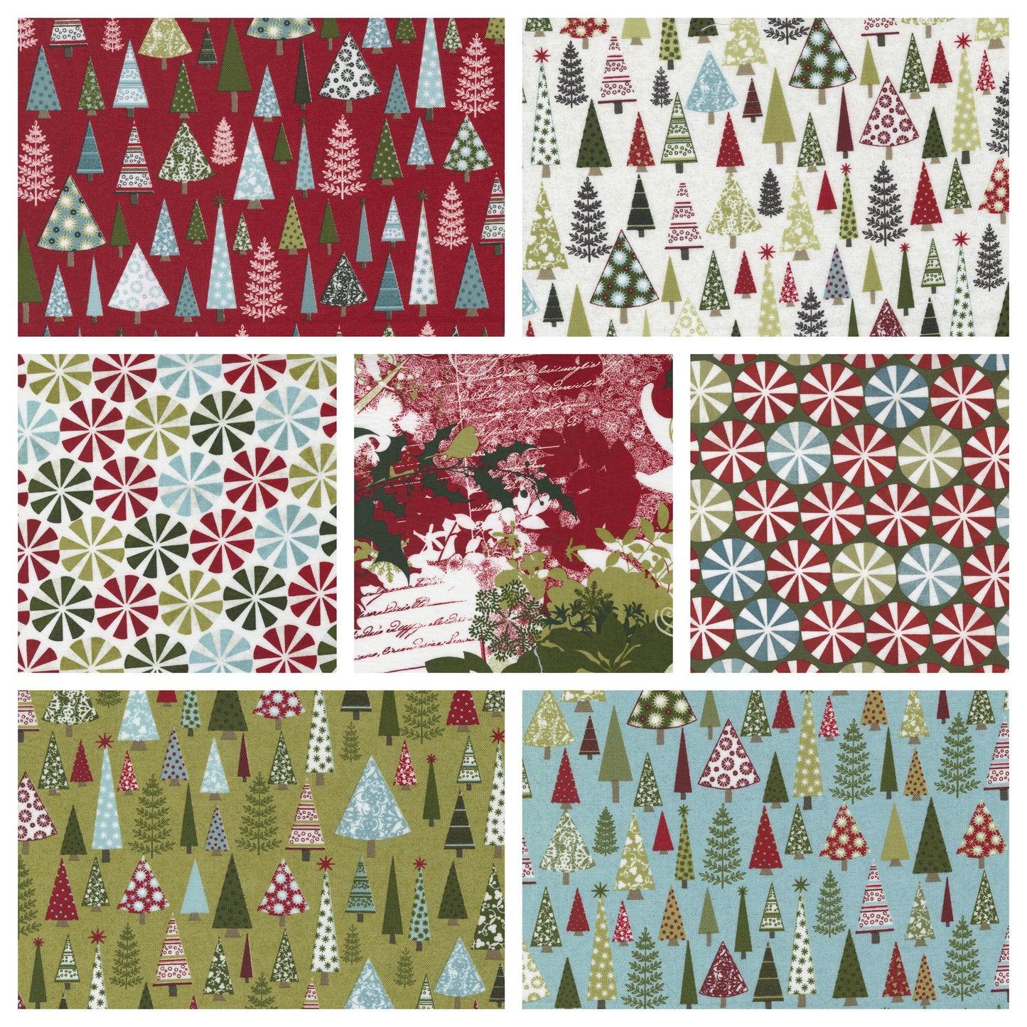 Christmas Stocking with Blank Cross Stitchable Aida Cuff | Quilted and Fully Lined - Peppermint Bark Trees Aqua
