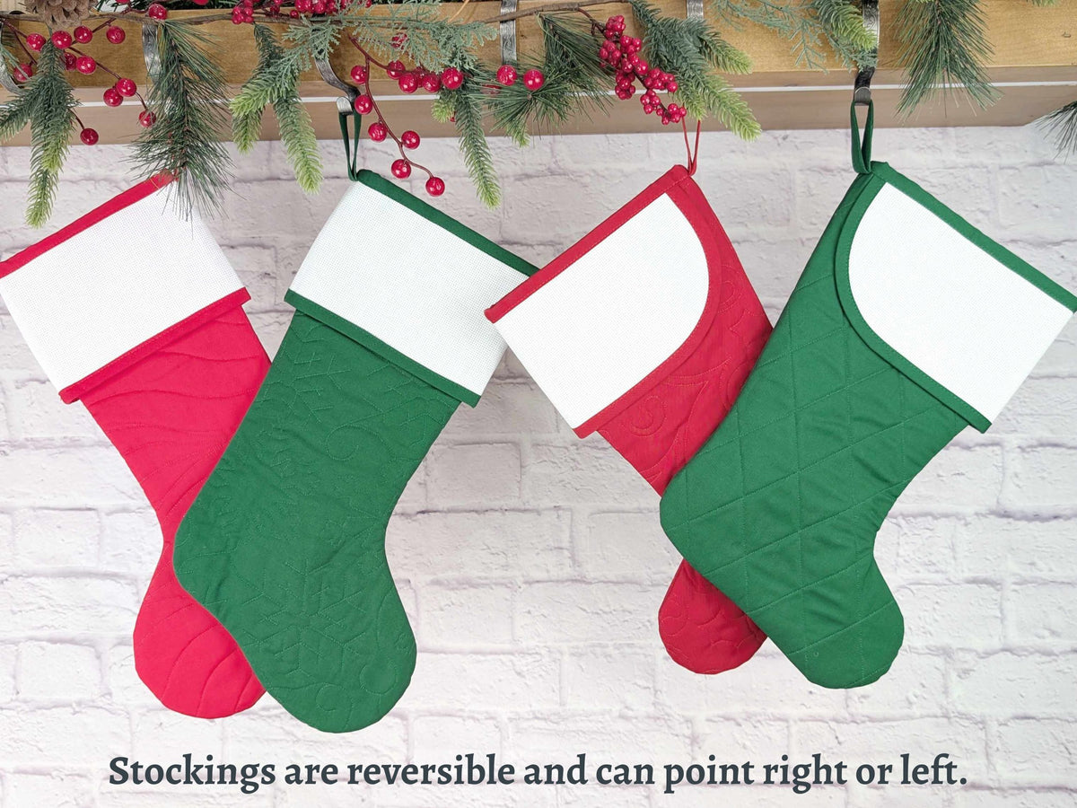 Blank White Nutcracker Scandi Christmas Stocking with Cross Stitchable Cuff - Curved Style