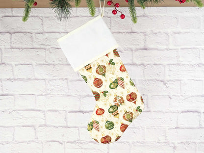 Blank Cream Ornaments Christmas Stocking with Cross Stitchable Cuff - Straight Style