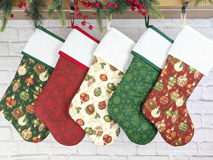 Blank Green Plaid Christmas Stocking with Cross Stitchable Cuff - Straight Style
