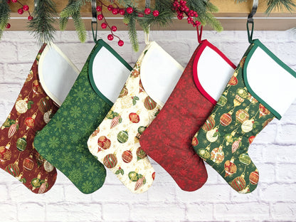 Blank Cream Ornaments Christmas Stocking with Cross Stitchable Cuff - Curved Style
