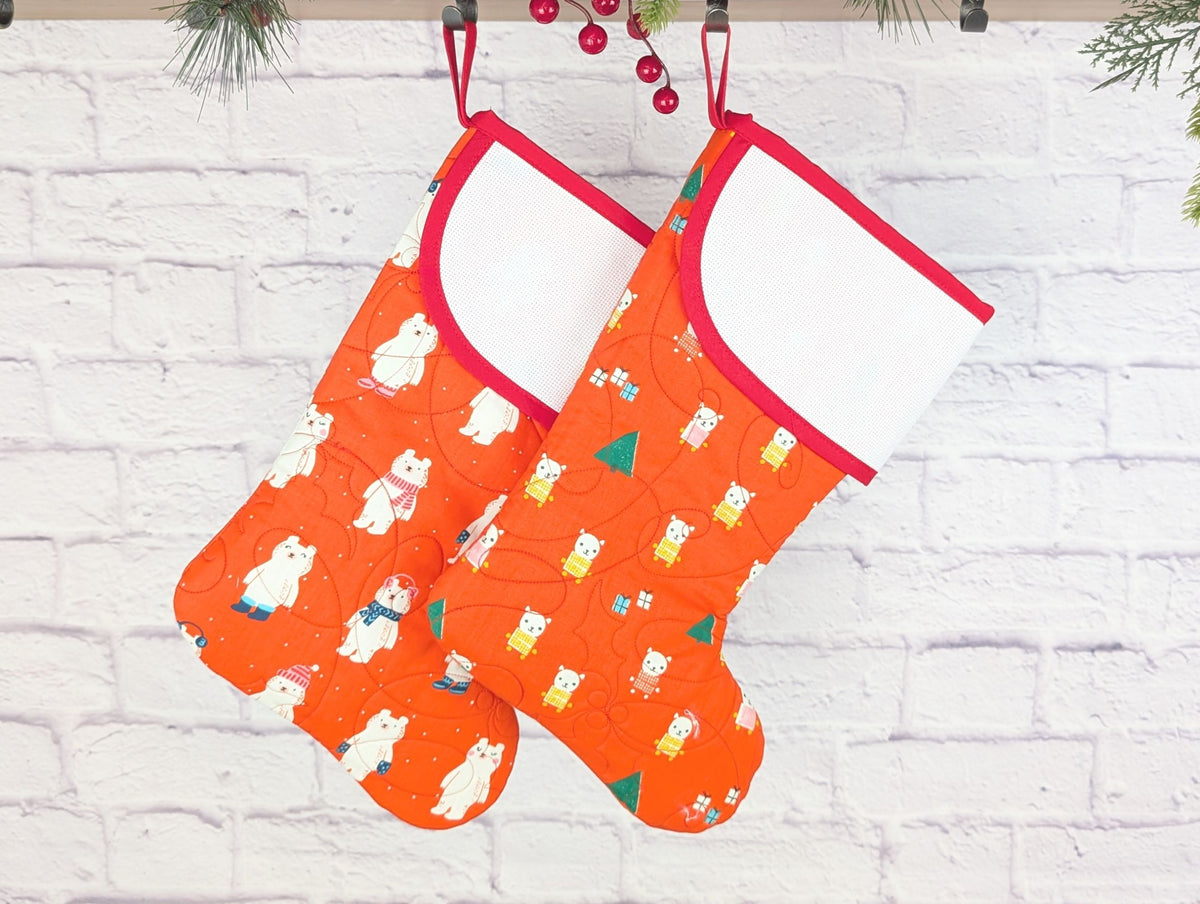 blank cross-stitchable Christmas stockings