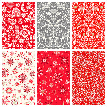 Christmas Stocking with Blank Cross Stitchable Aida Cuff | Quilted and Fully Lined - Makower Scandi 22 Snowflakes White